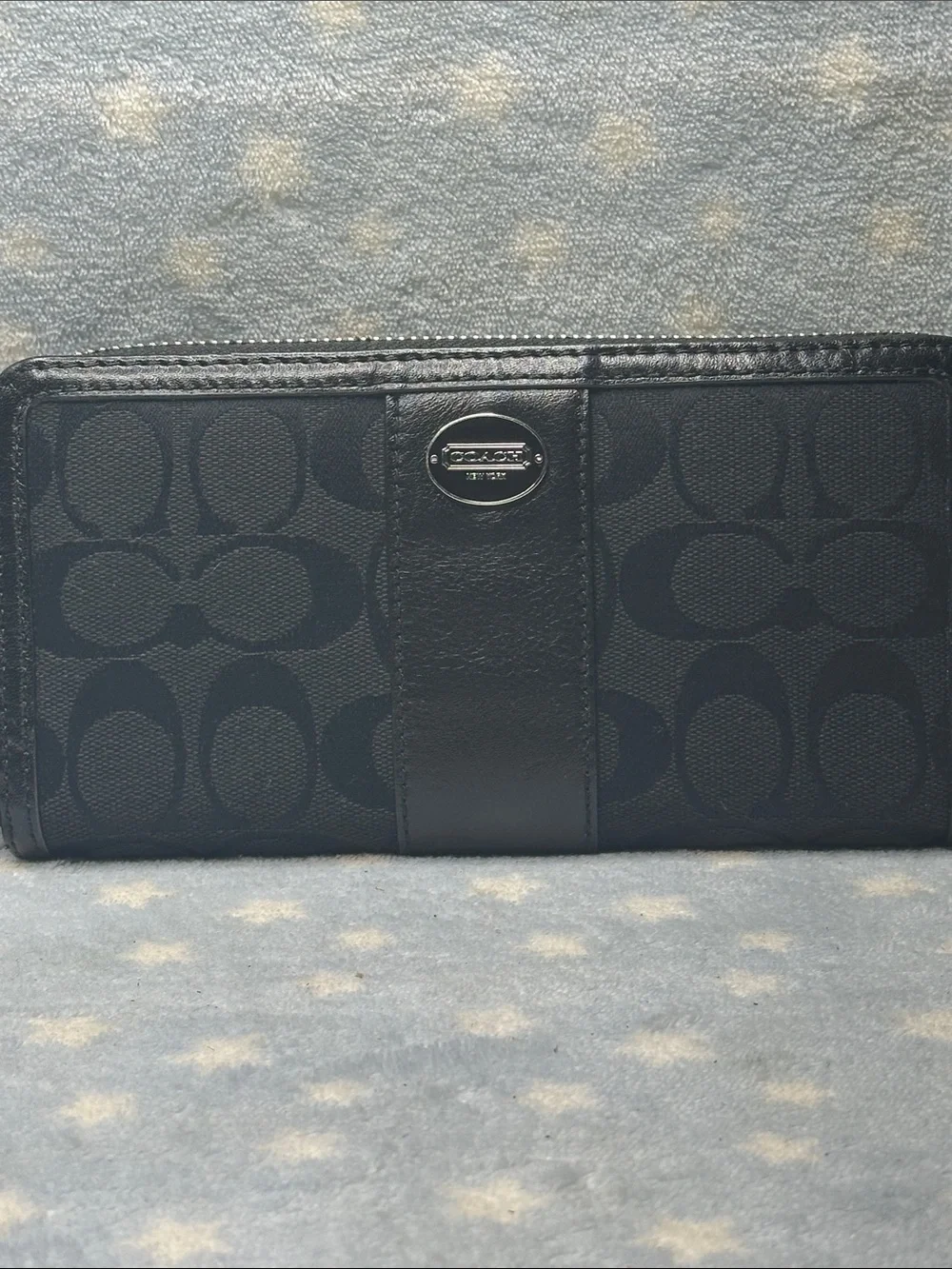 Coach Black Signature Continental Card Holder Wallet